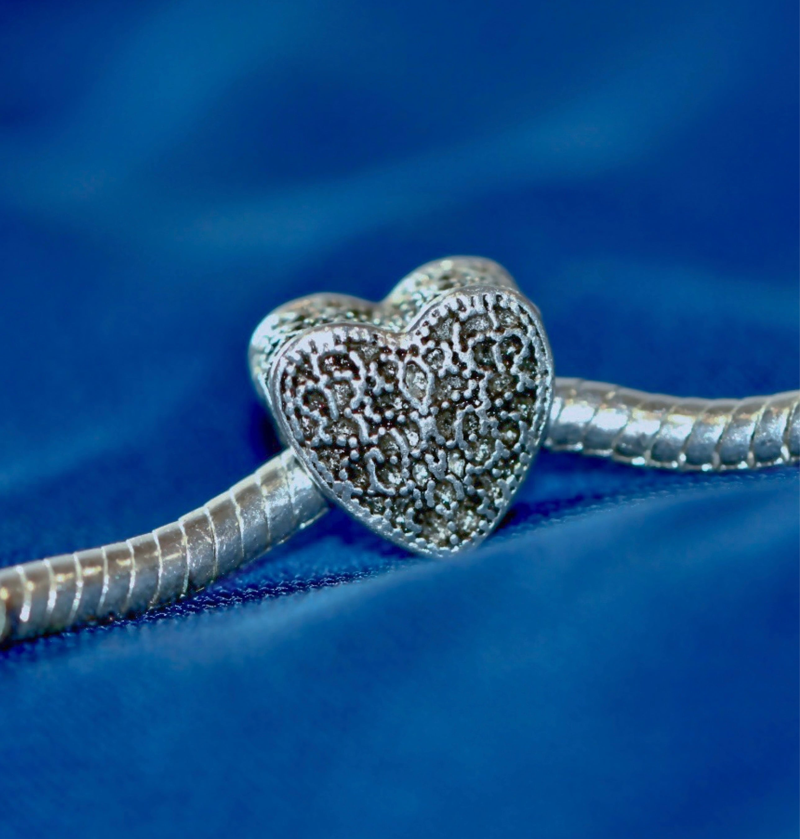 Sterling Silver Filigree Heart Charm for Pandora Bracelets