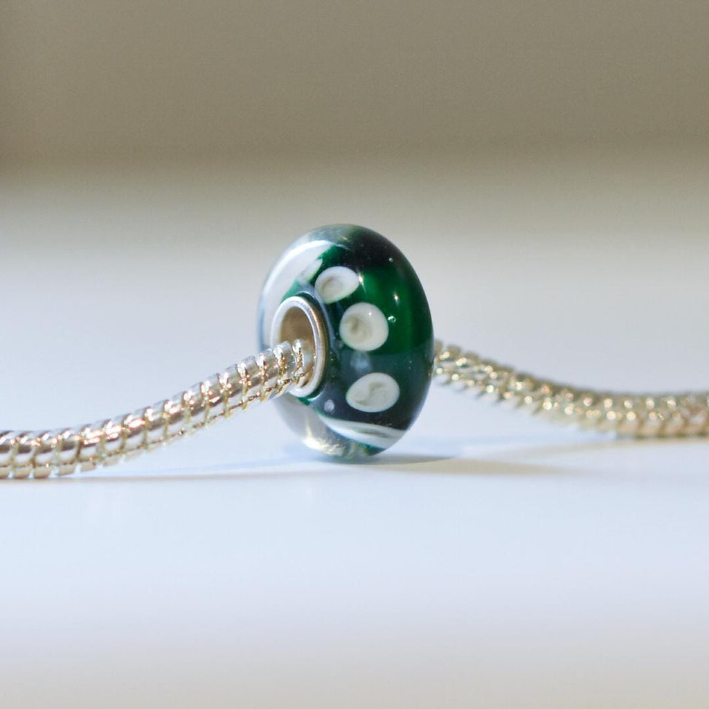 Murano Green Glass Charm: Sterling Silver S925 Pandora Compatible