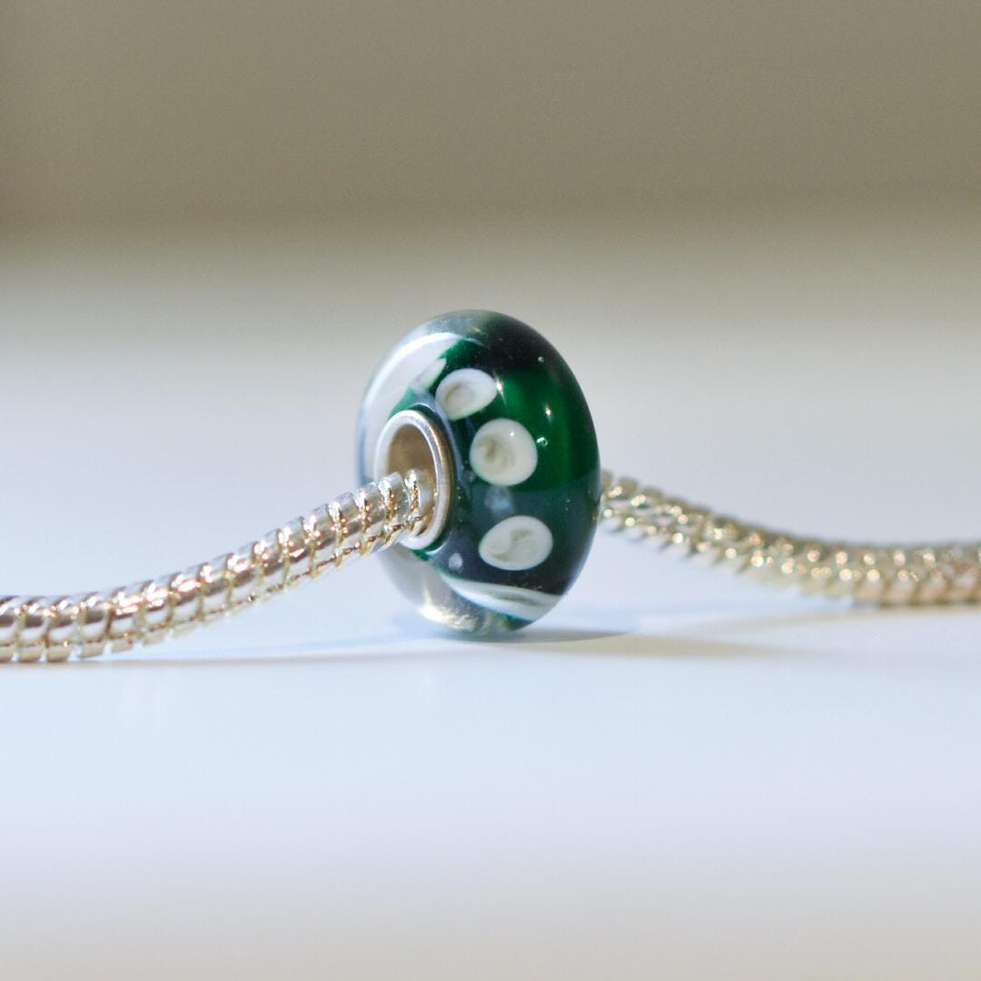 Murano Green Glass Charm: Sterling Silver S925 Pandora Compatible