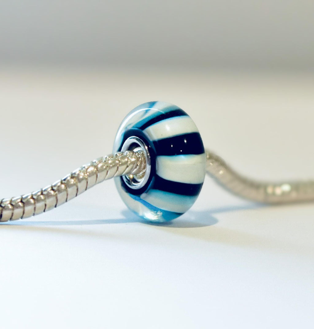 Murano Glass Flower Charm: Sterling Silver S925 Pandora Style