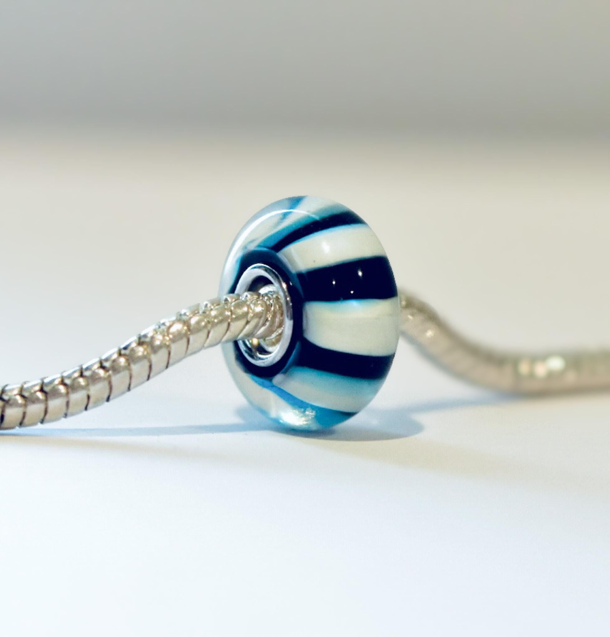 Murano Glass Flower Charm: Sterling Silver S925 Pandora Style