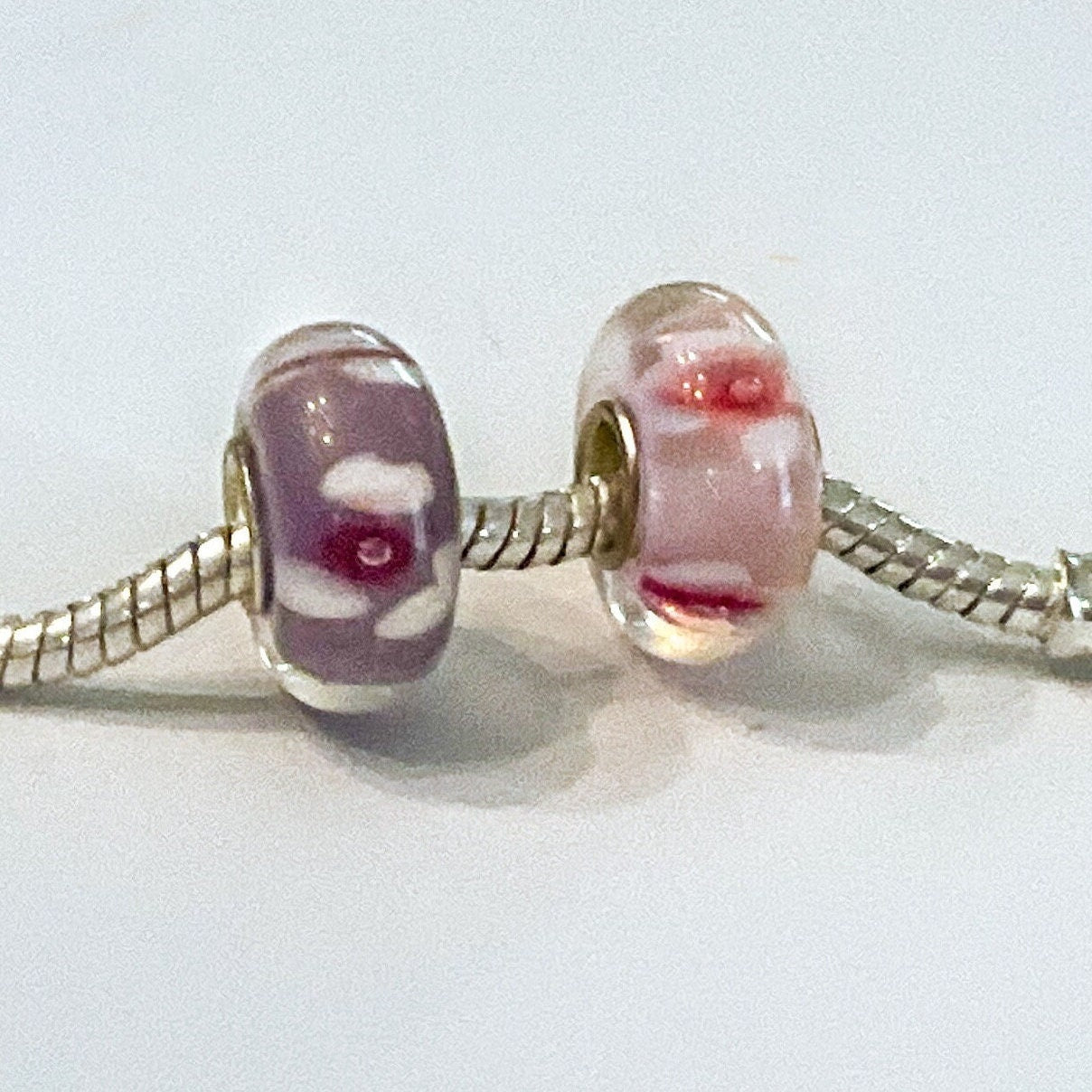 Set of 2 Pandora Style Slider Charms for DIY Jewelry Creations  - USA shipper! Elevate your jewelry creations to the next lPurple and Pink|