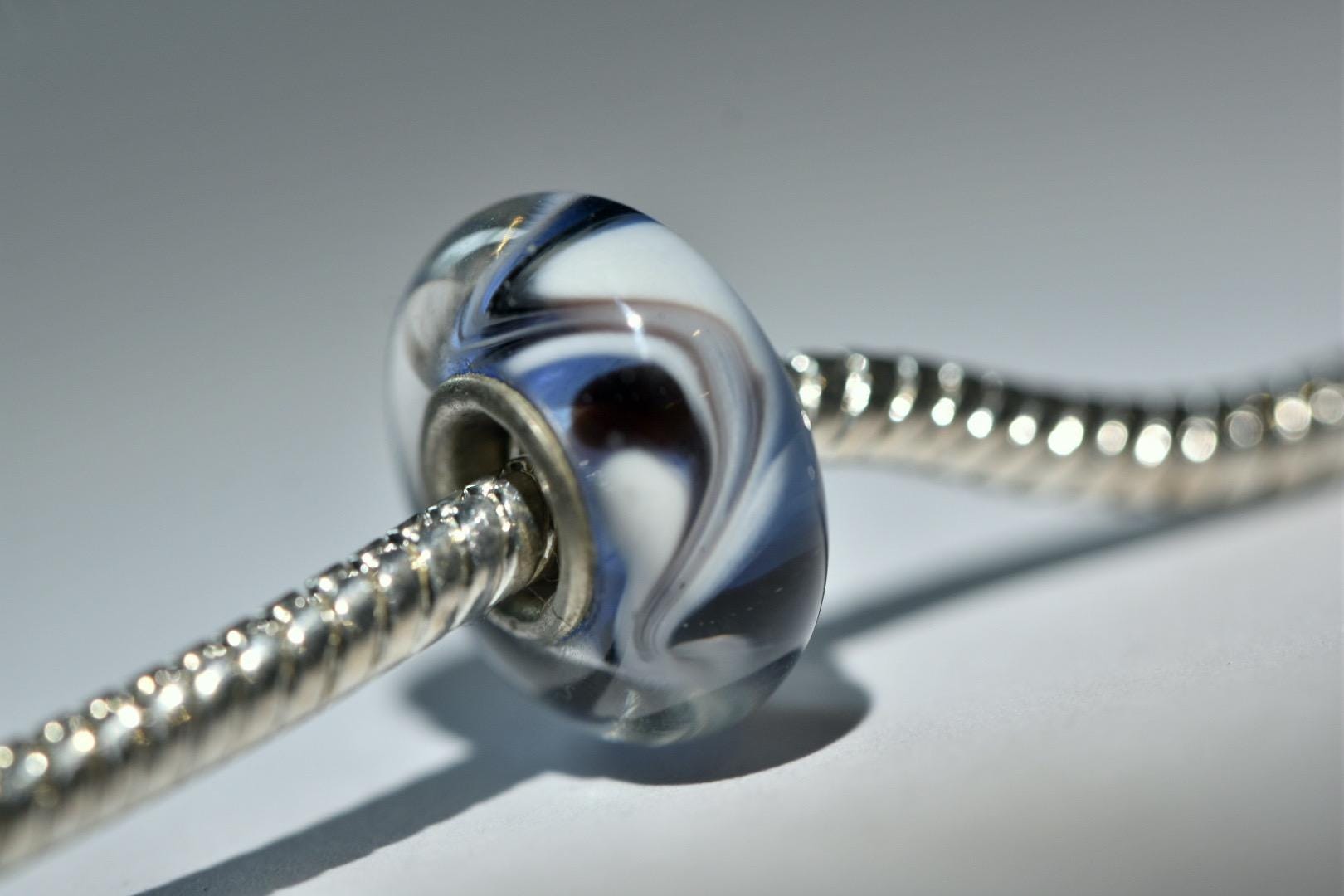 Murano Glass Charm for Pandora Bracelet: Sterling Silver S925, Blue