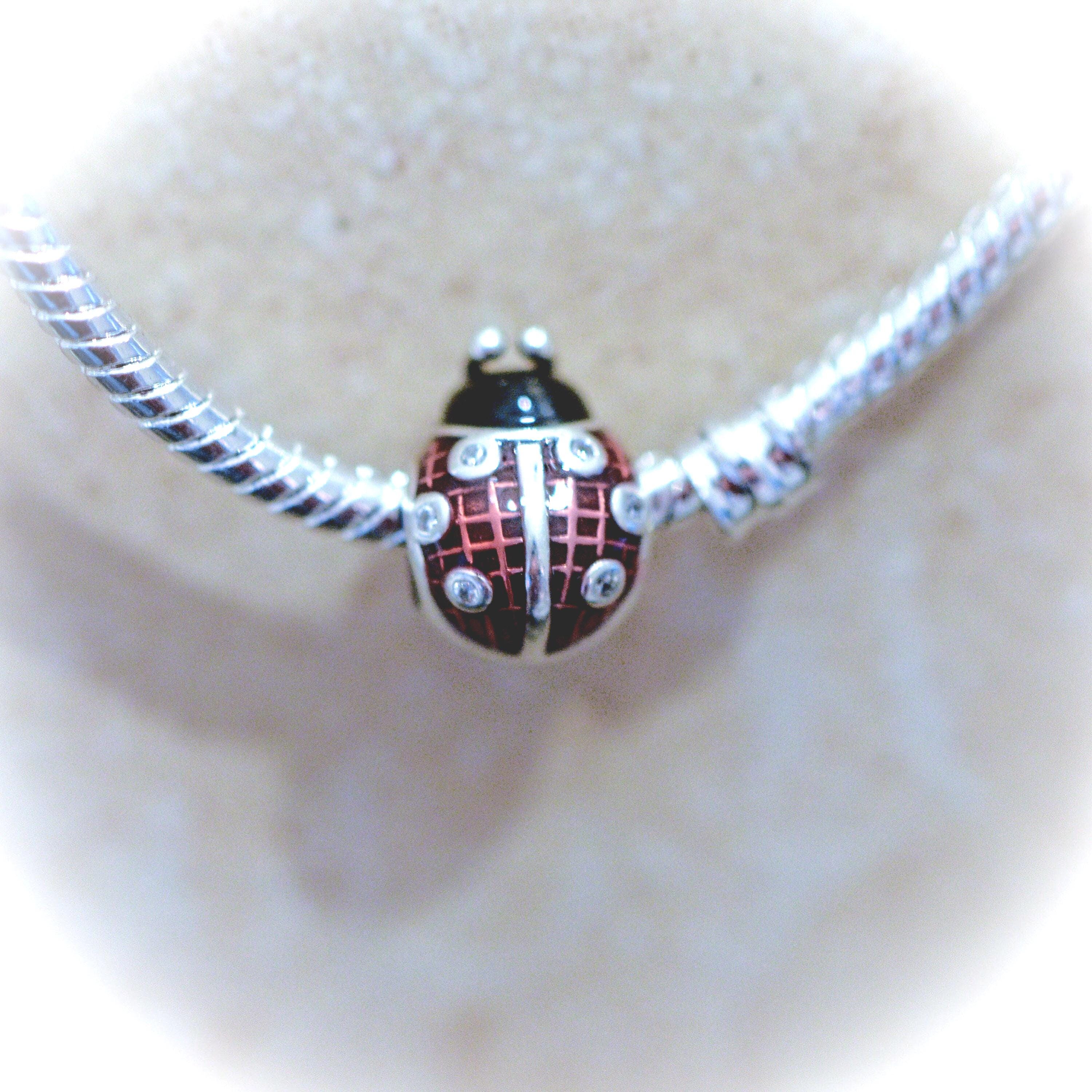 Sterling Silver Ladybug Charm: Pandora Compatible DIY Jewelry