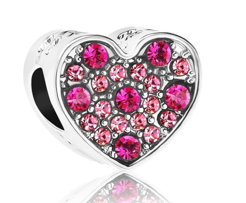 Pink Crystal Heart Charm