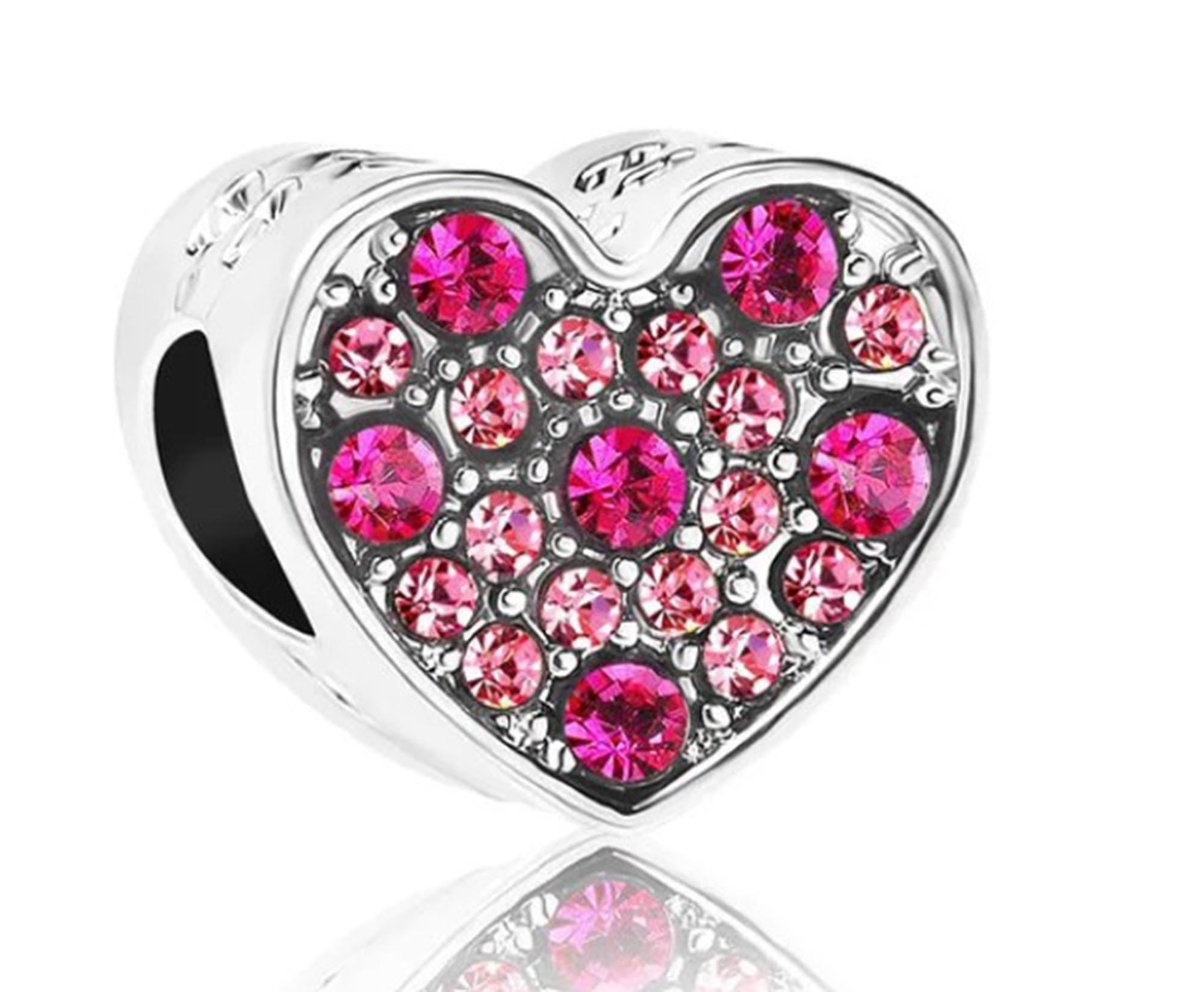 Pink Crystal Heart Charm