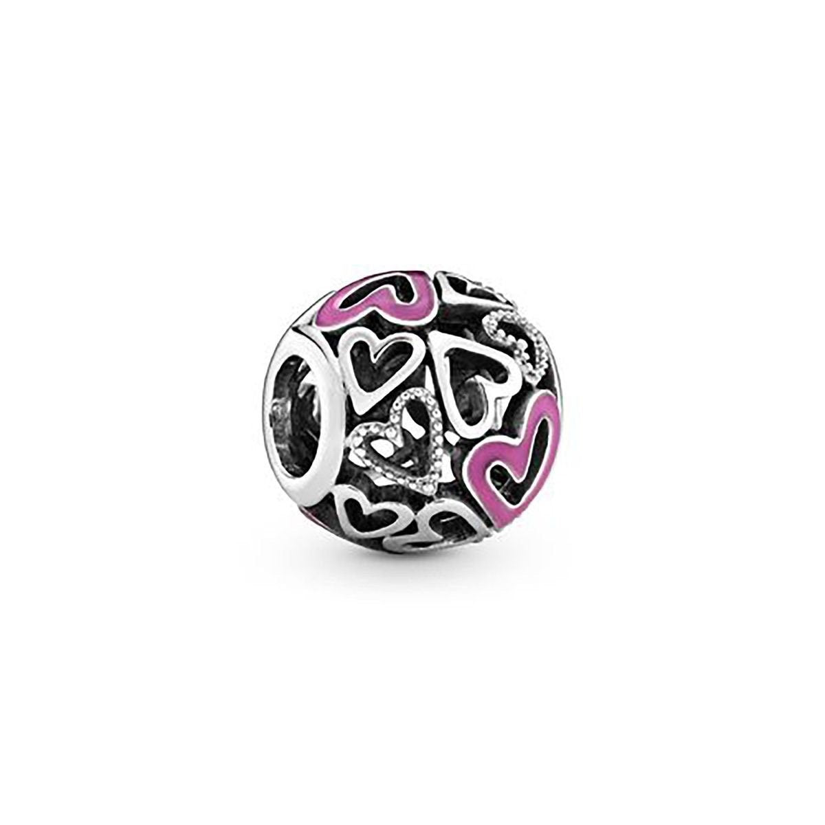 Sterling Silver .925 - Hearts Barrel Slider Charm -Comes with Free Bracelet! - 30% off 3 Charms through 10/6
