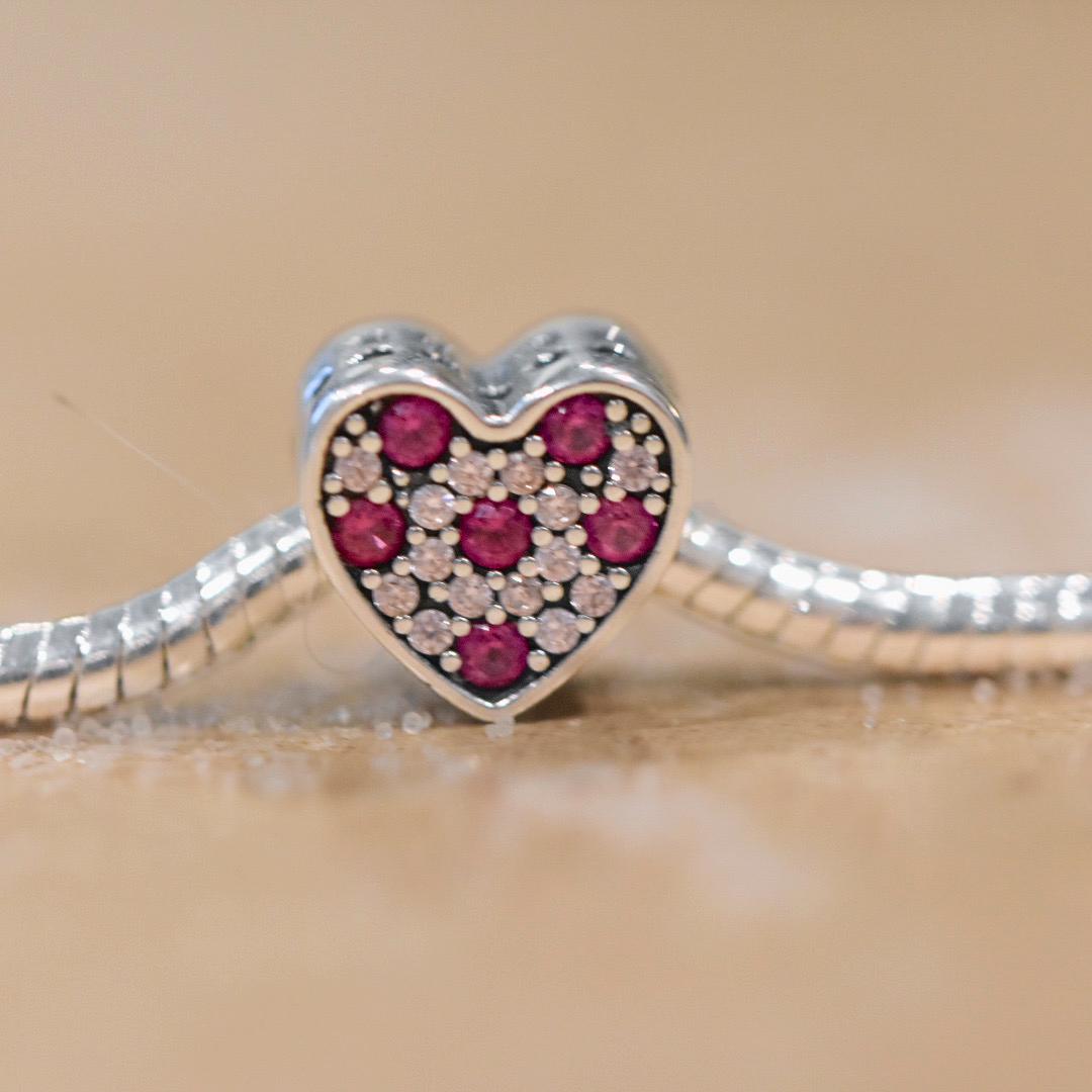 Pink Crystal Heart Charm
