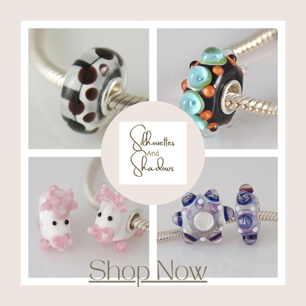 Murano Glass Flower Charm: S925 Sterling Silver Core