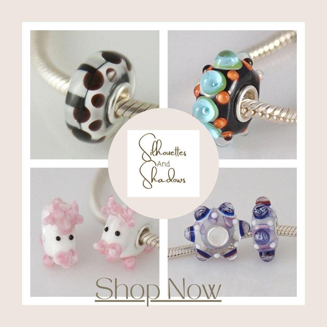 Murano Glass Flower Charm: S925 Sterling Silver Core