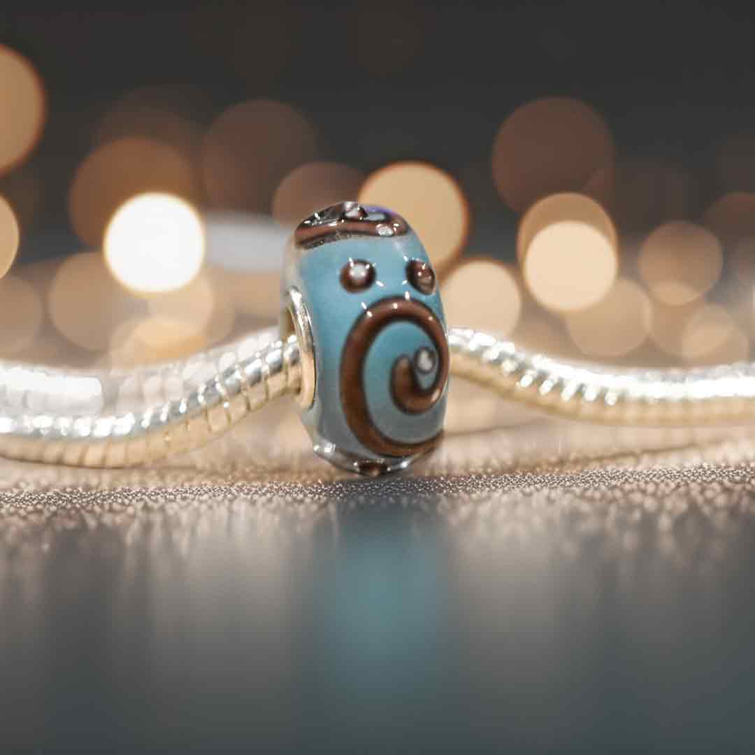 Swirling Ocean Blue Glass Charm