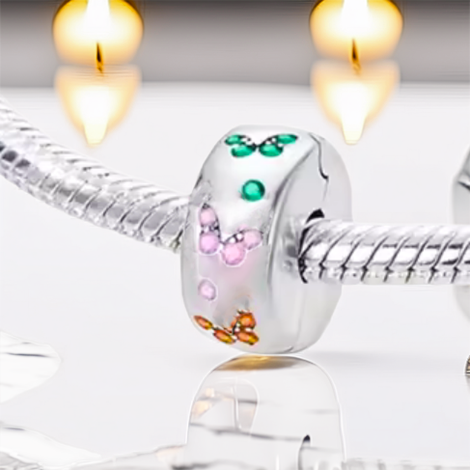 Sterling Silver Butterfly Clip Charm compatible with Pandora Charm Bracelets. 
