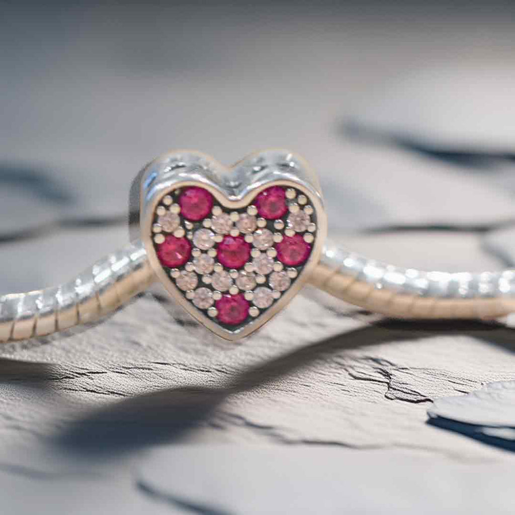 Pink Crystal Heart Charm