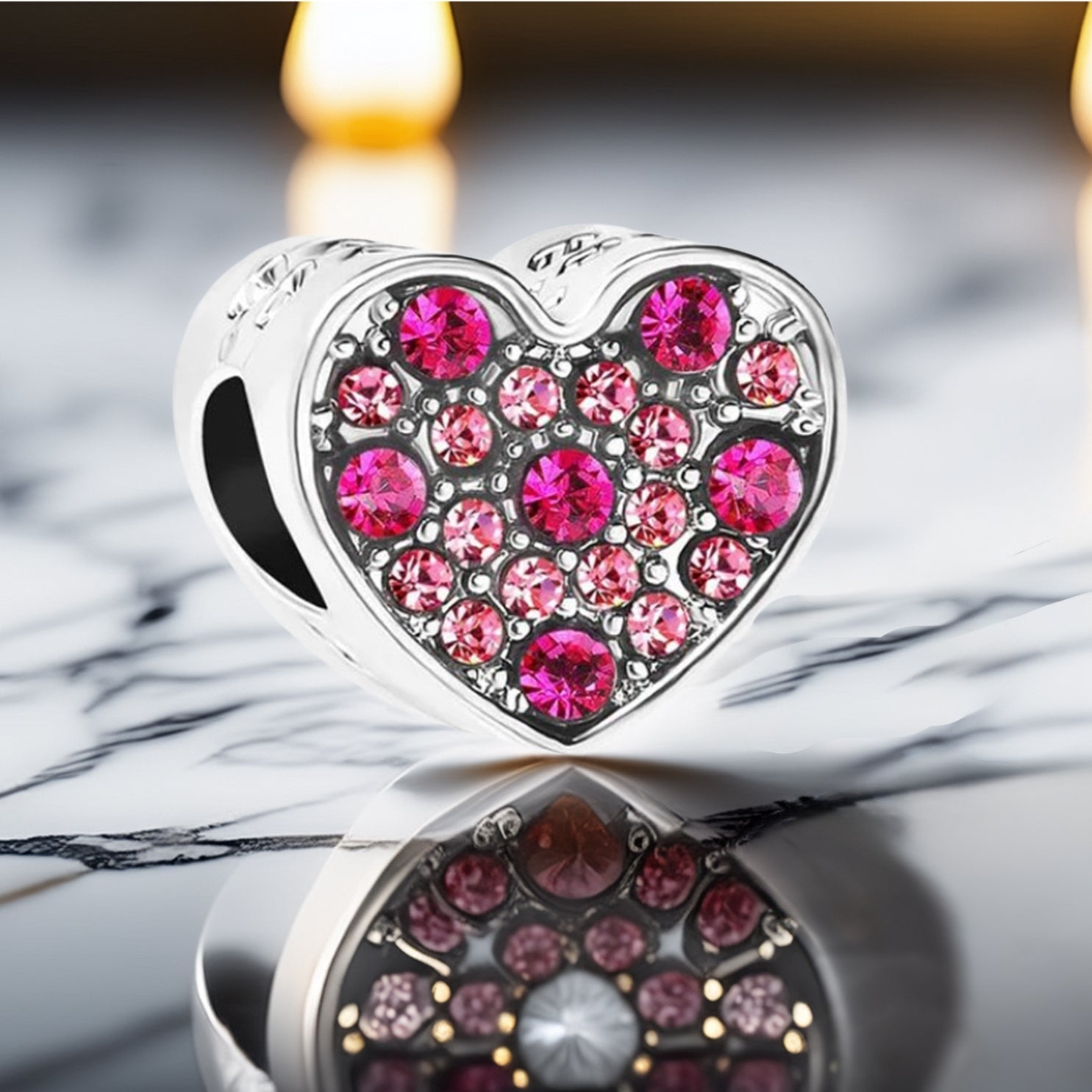 Pink Crystal Heart Charm