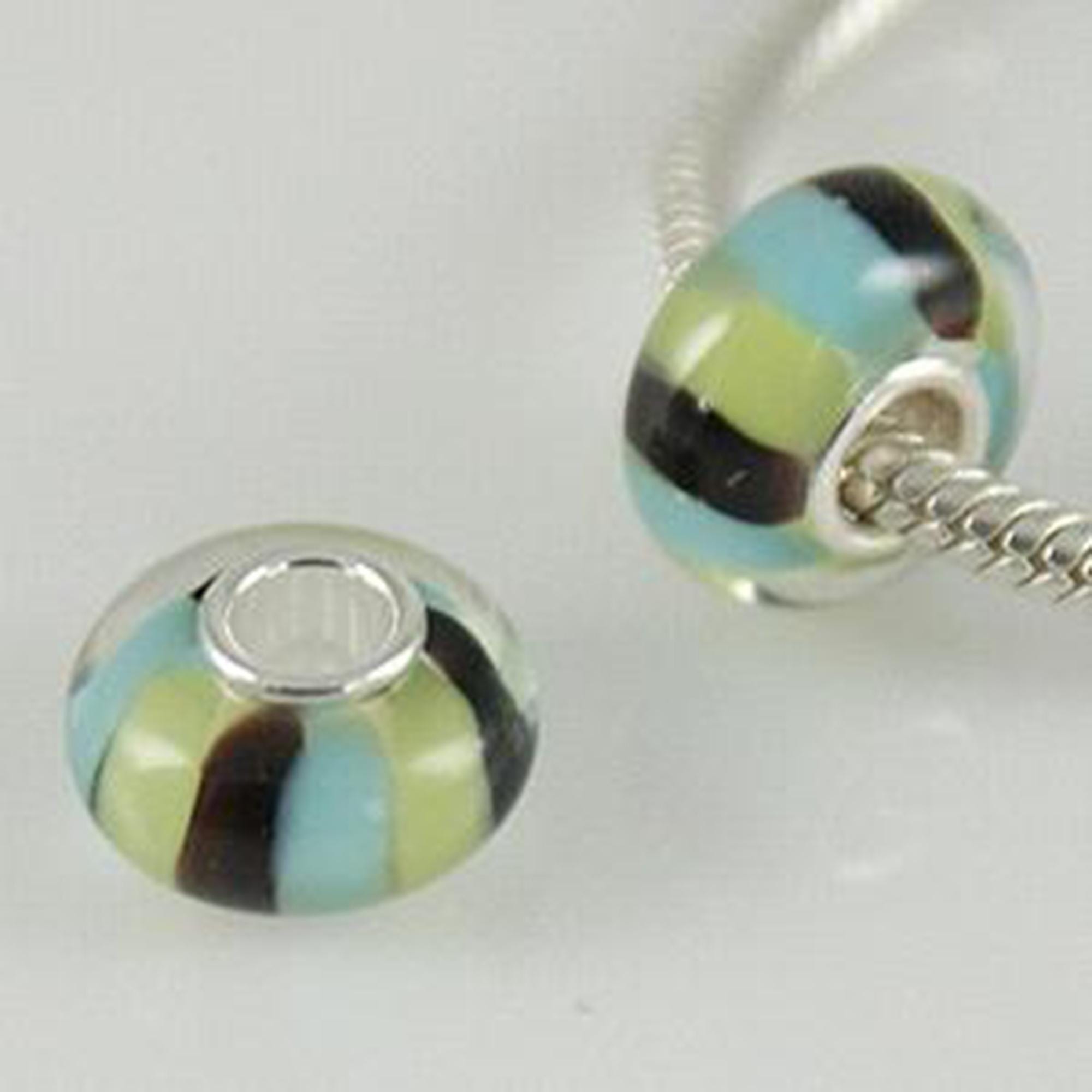 Murano Glass Flower Charm: Sterling Silver S925 Pandora Style