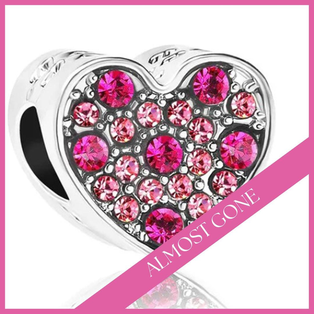 Pink Crystal Heart Charm